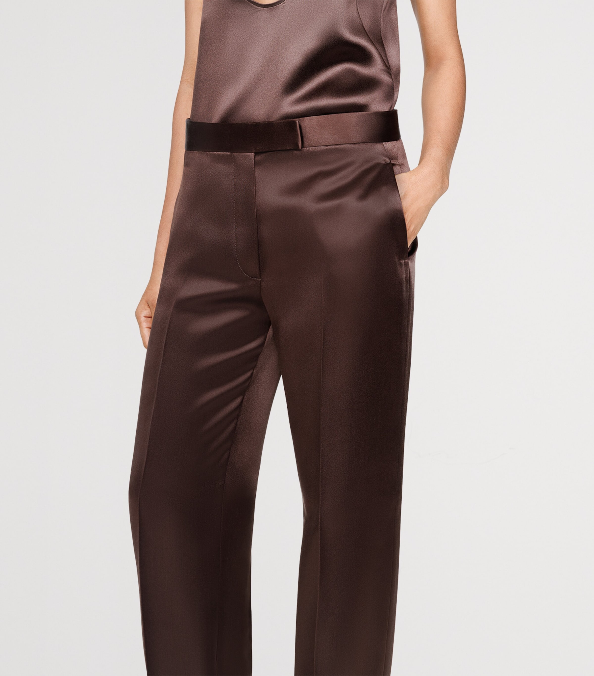 TOM FORD Womens Silk Satin Wide-Leg Trousers Ear Image 5