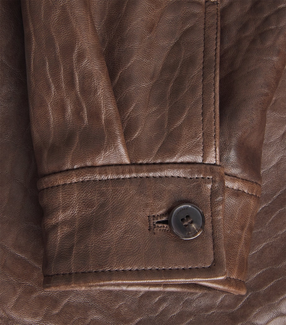 Leather Bomber Jacket CAFE Image 5