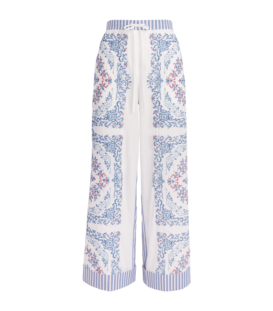 Claudie Pierlot Womens Cotton Embroidered Trousers Multicolored Image 1
