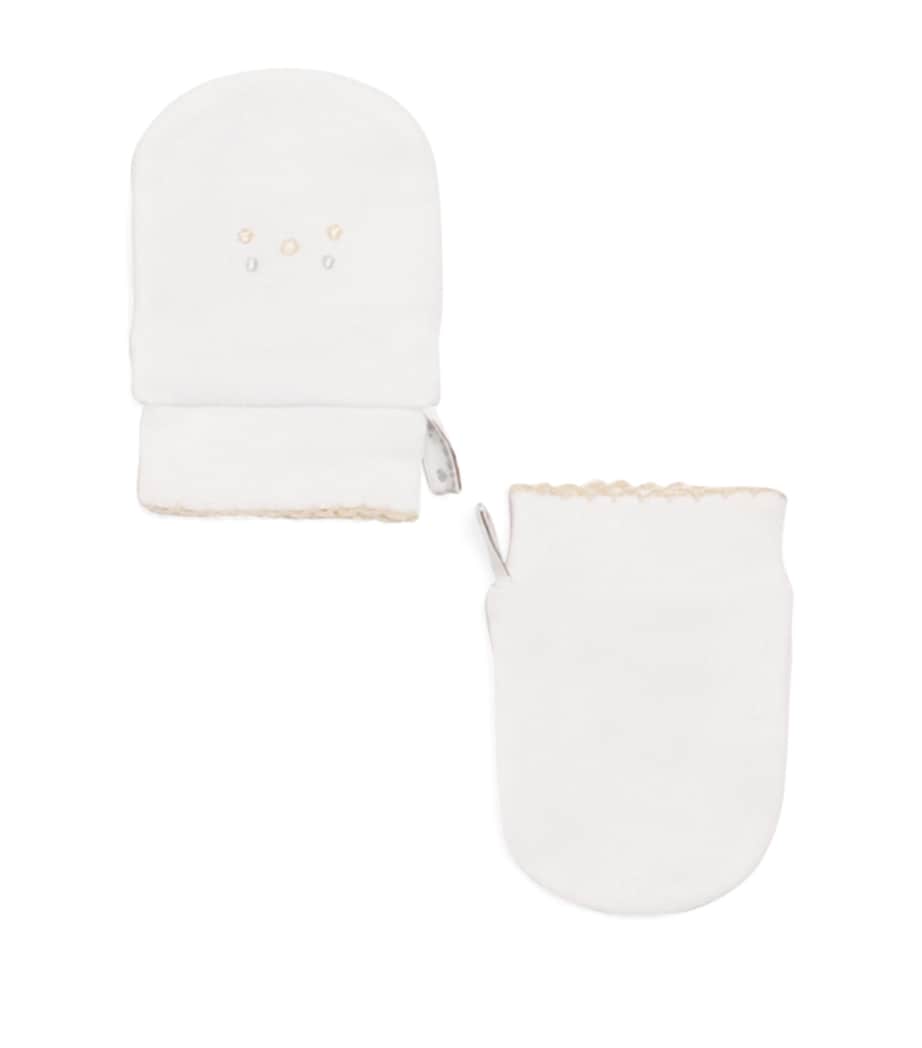 Pima Cotton Teddy Bear Time Mittens K100WHITE Image 1
