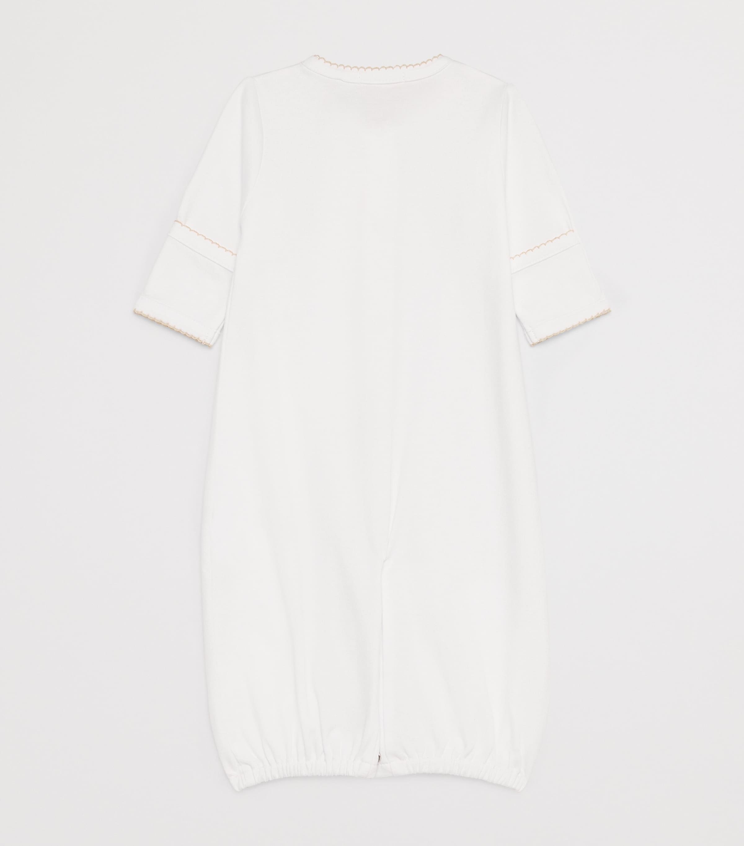 Pima Cotton Teddy Convertible Gown (0-12 Months) K188WHITE/ECRU Image 2