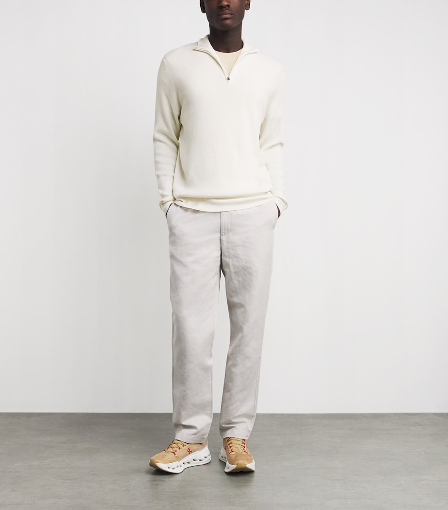 Sease Mens Virgin Wool Quarter-Zip Sweatshirt White Image 2
