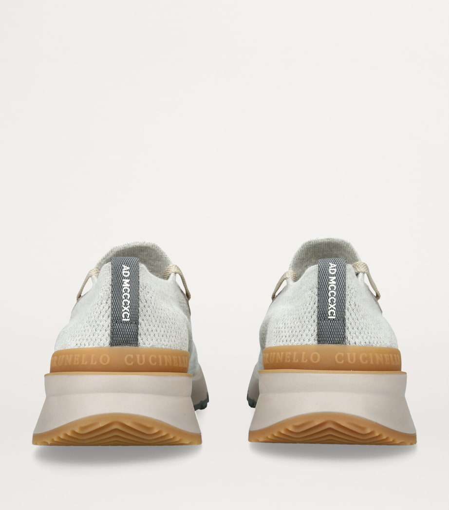 Brunello Cucinelli T-Sole Chiné-Knit Sneakers Grey/light Image 2