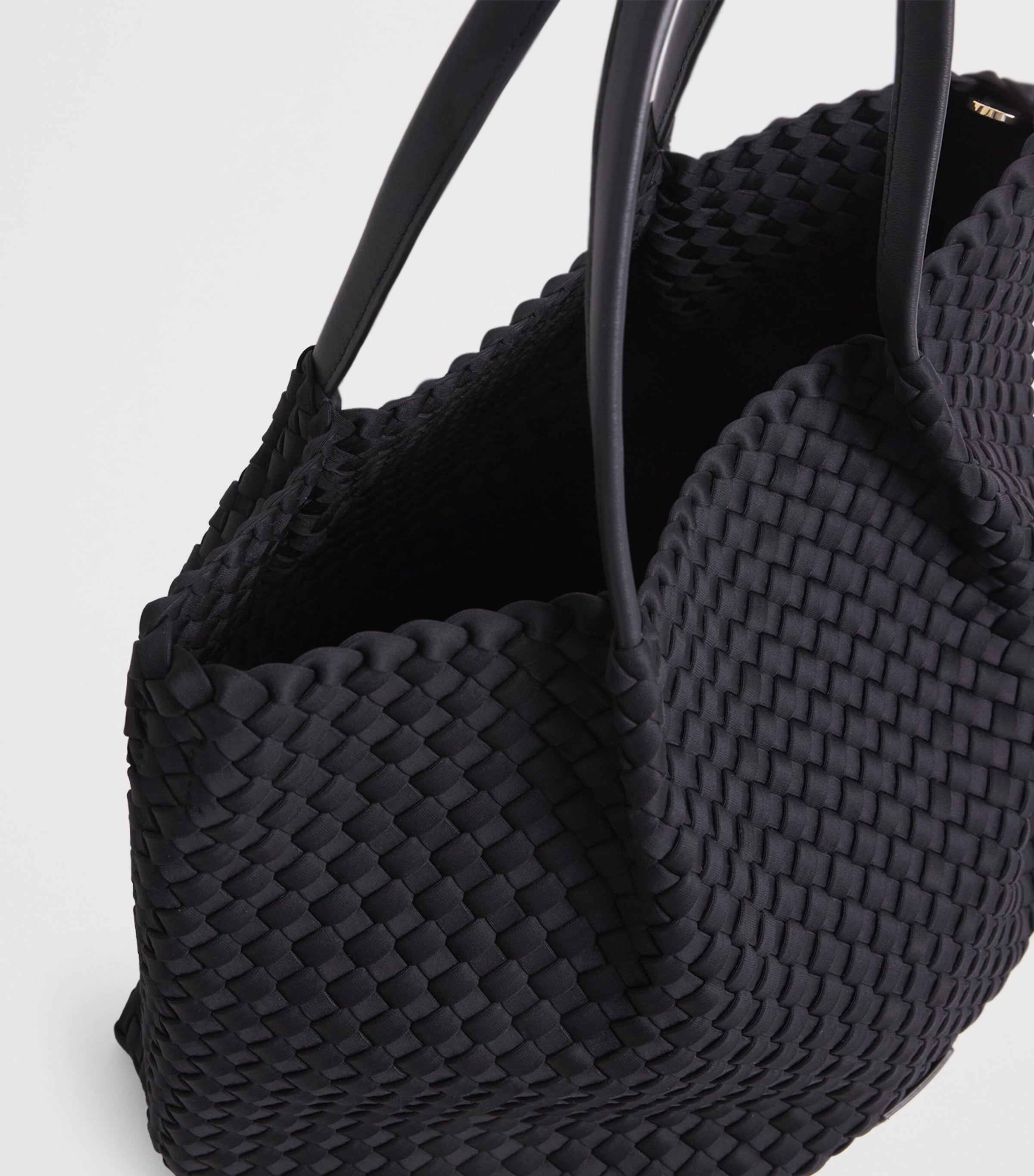 Harrods Neoprene Woven East-West Tote Bag Black Image 4