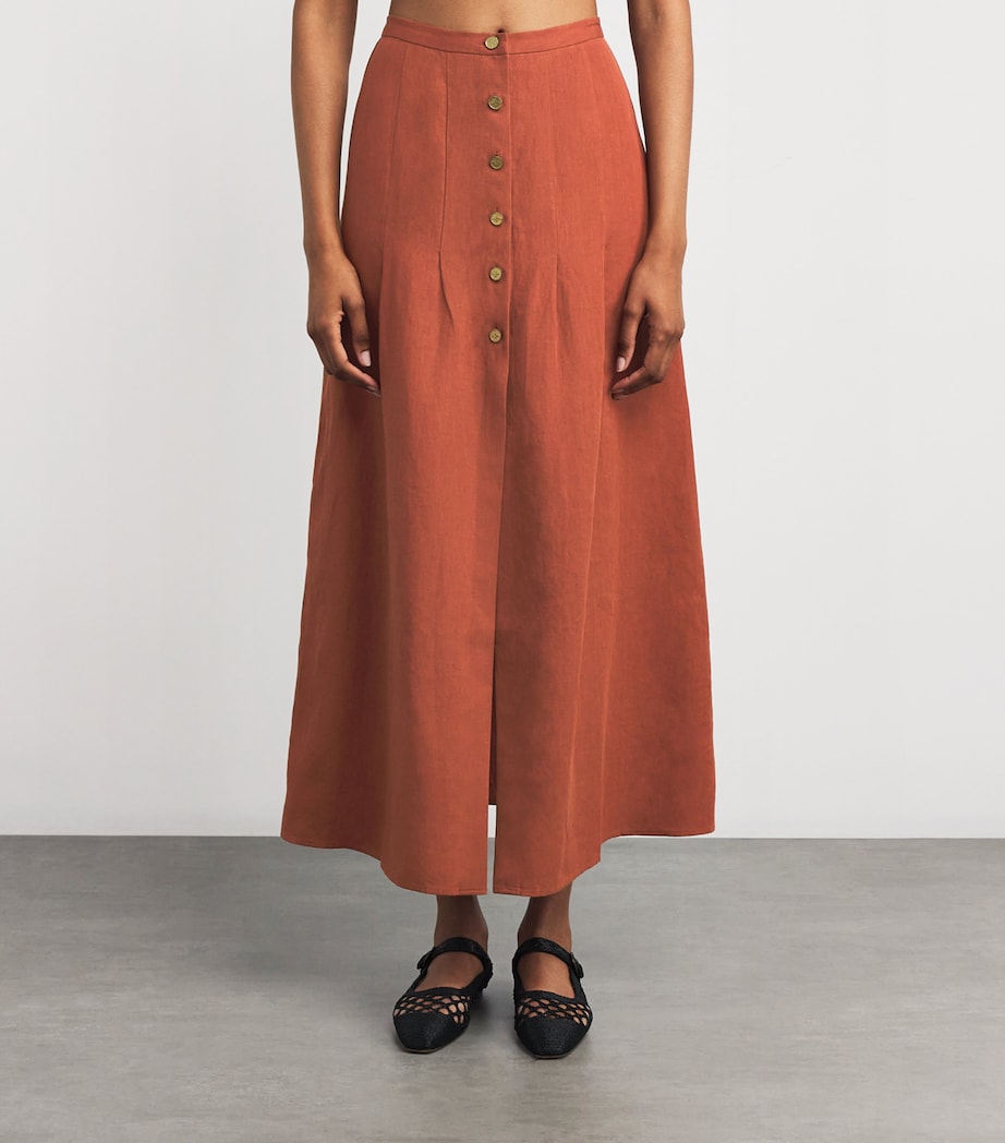 Linen Coin-Detail Maxi Skirt HARISSA Image 3