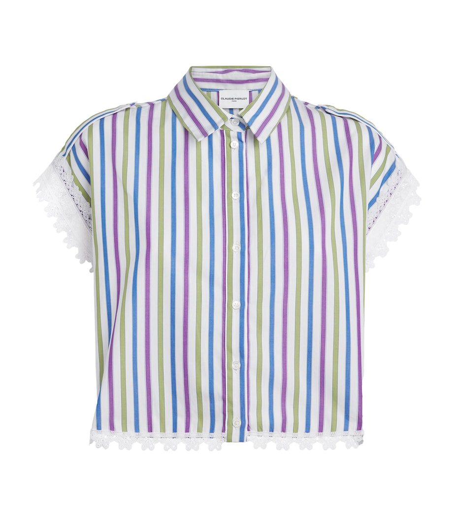 Claudie Pierlot Womens Lace-Trim Stripe Shirt Multicolored Image 1