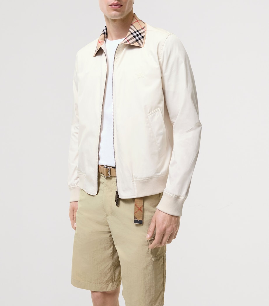 Burberry Mens Cotton Gabardine Harrington Jacket Tundra White Image 2