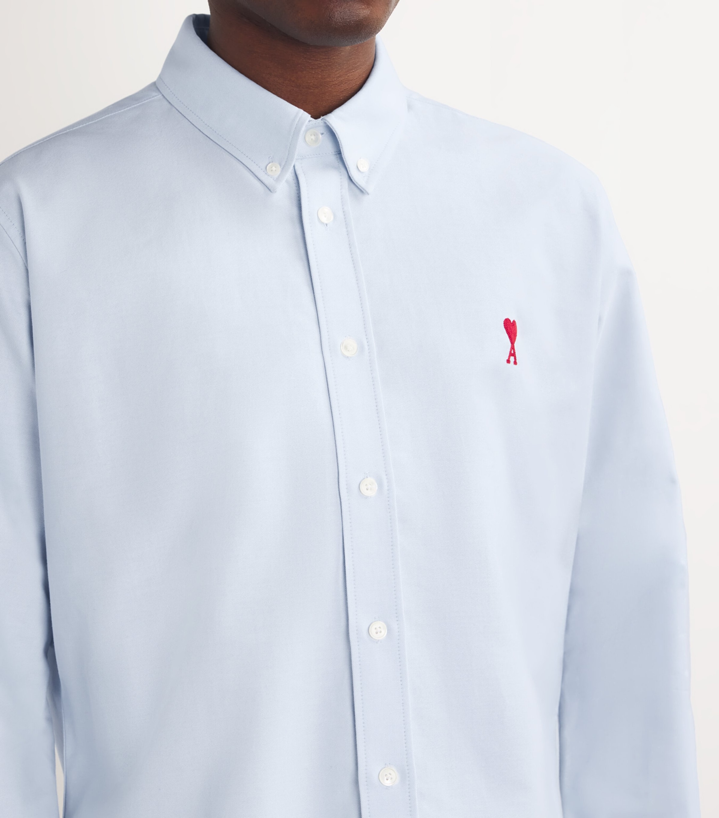 AMI Paris Mens Cotton Ami de Coeur Shirt Bleu Image 6