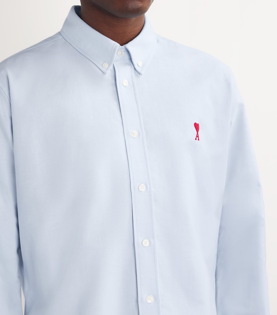 AMI Paris Mens Cotton Ami de Coeur Shirt Bleu Image 6