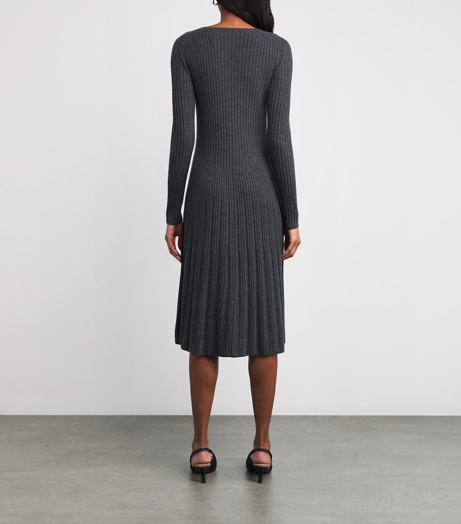 Merino Wool Ribbed Midi Dress SMOKE Image 4