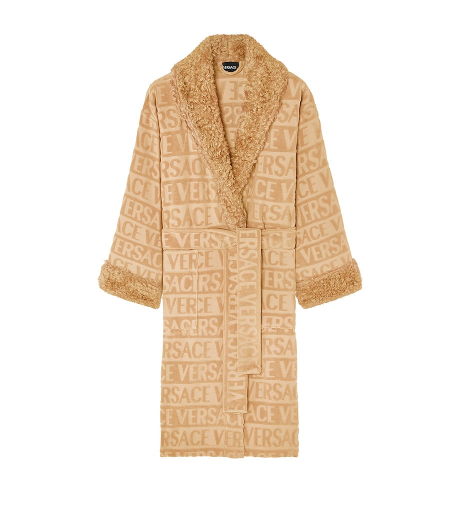 Faux Fur-Trim Monogram Robe CAMEL Image 1