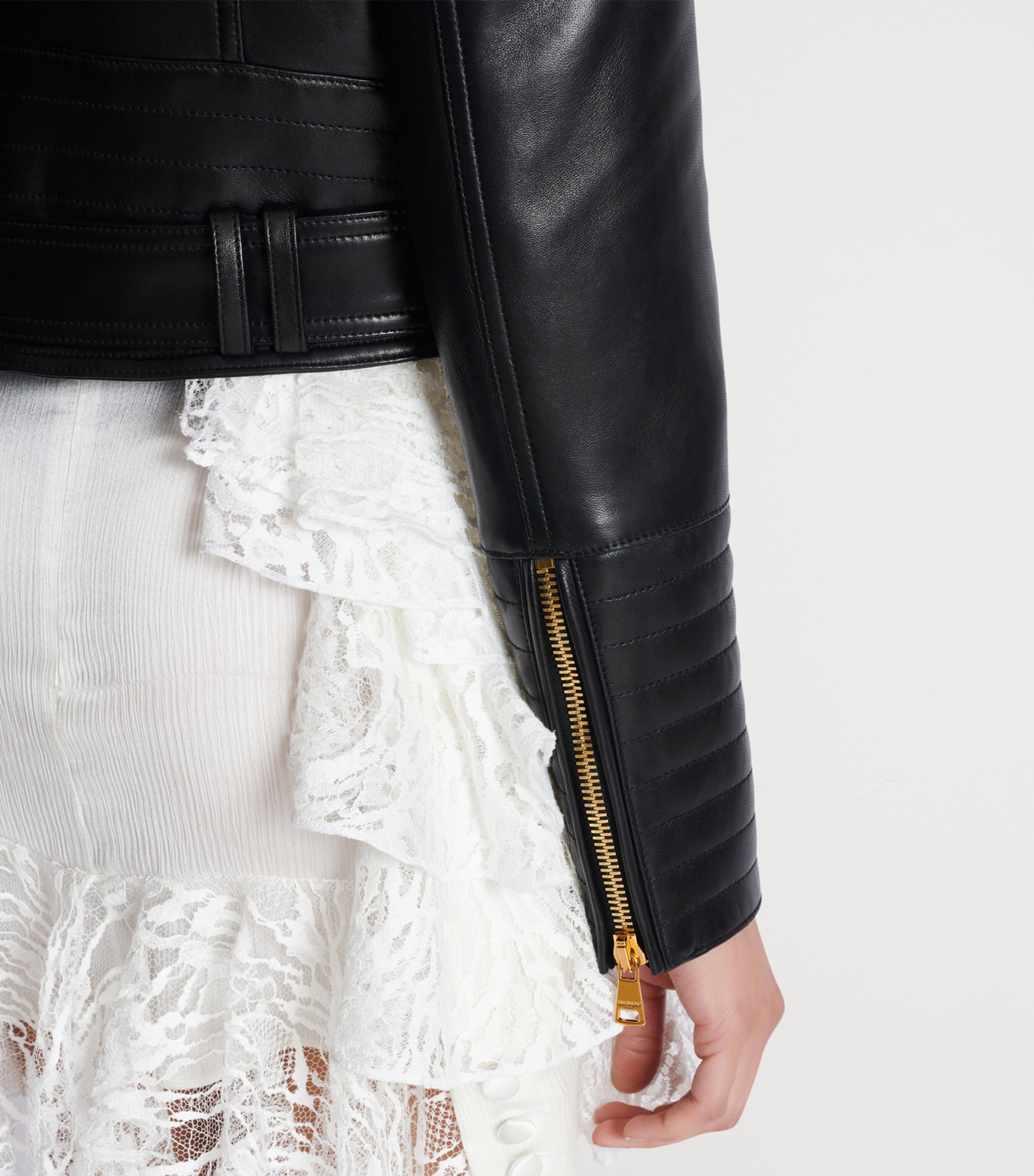 Leather Biker Jacket 0PA NOIR Image 8