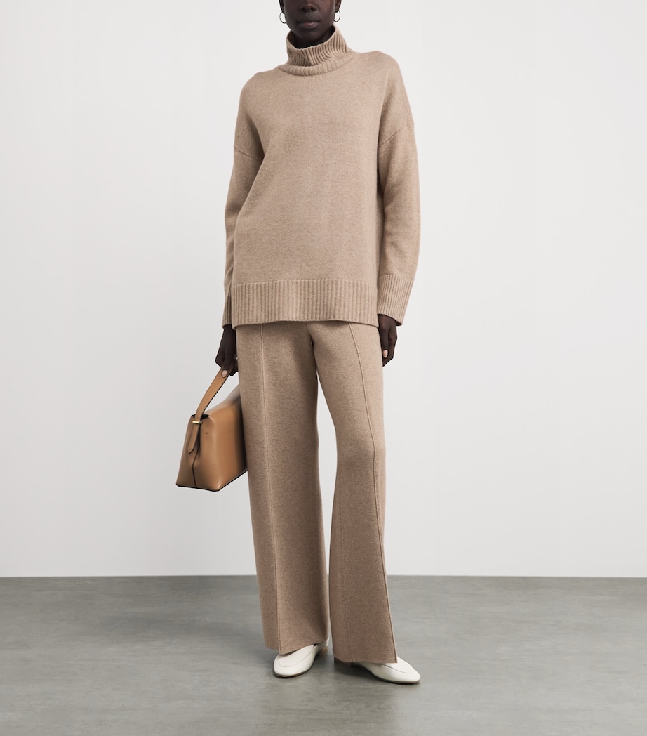 Lafayette 148 Womens Cashmere-Blend Trousers Hickory Melange Image 2
