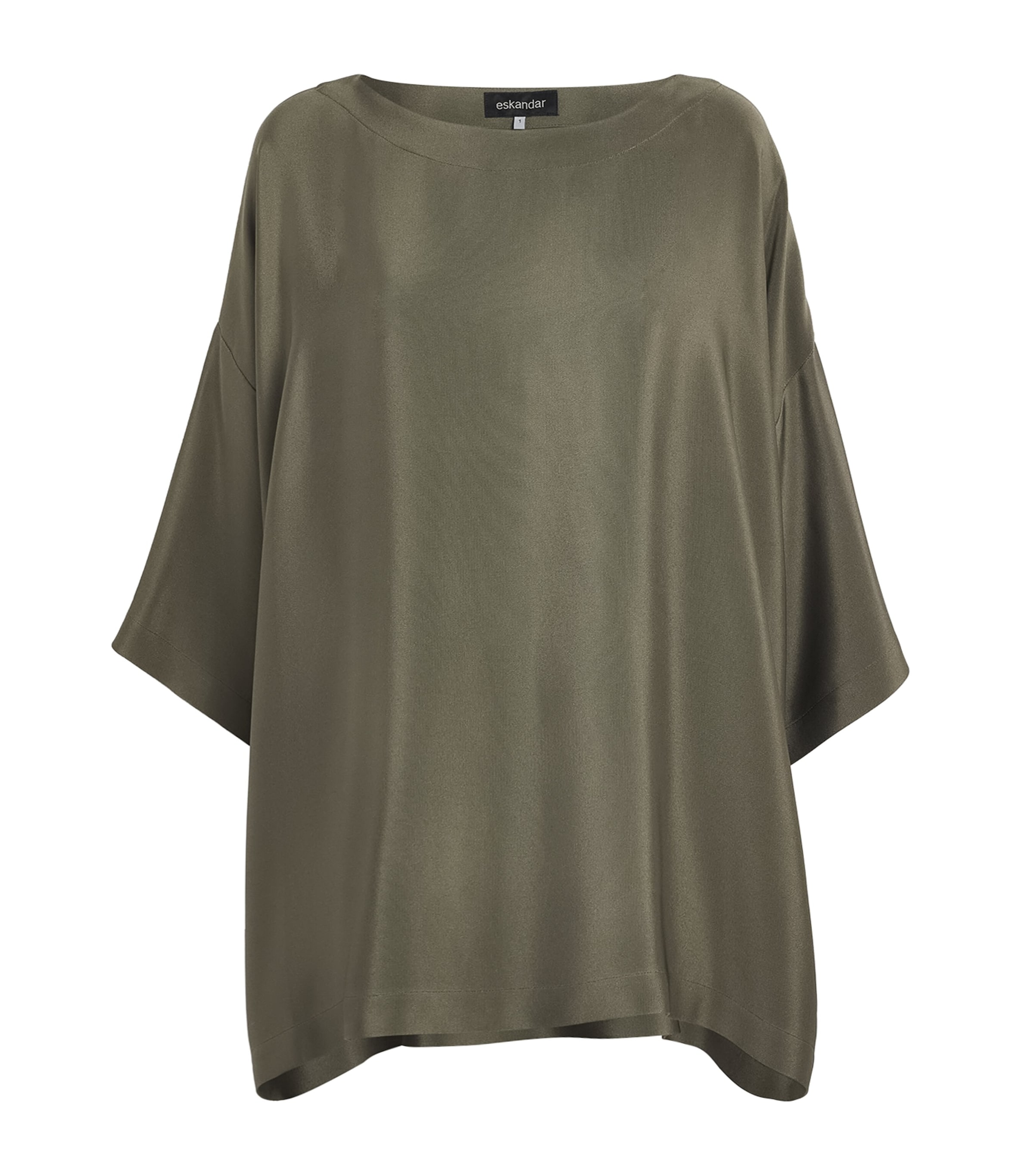 Eskandar Womens Silk Boat-Neck Tunic Olivdark Image 1