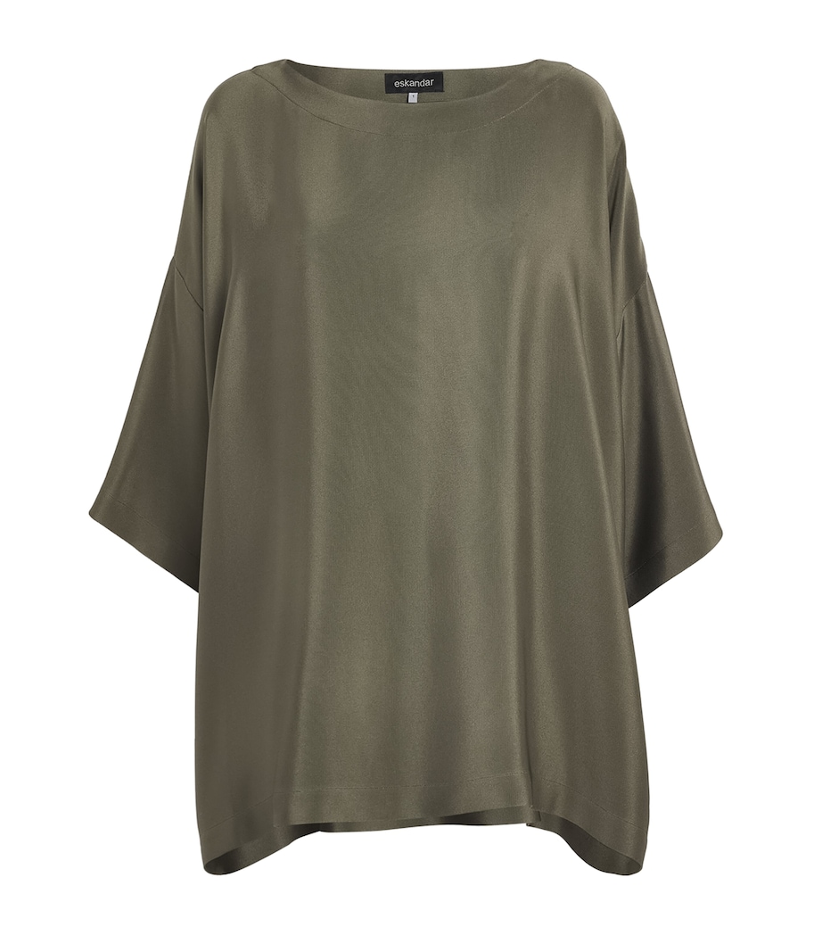 Eskandar Womens Silk Boat-Neck Tunic Olivdark Image 1
