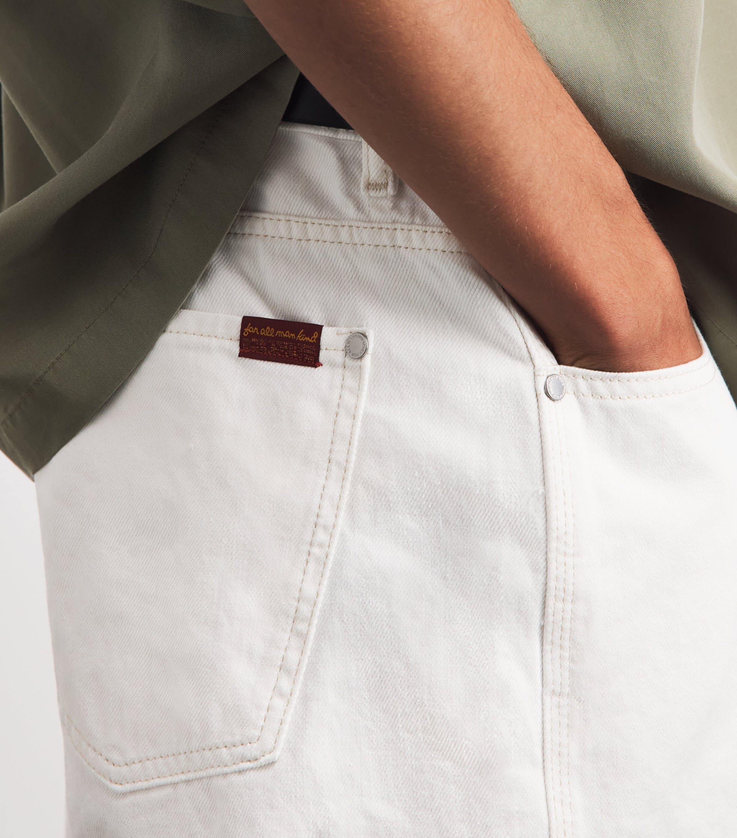 7 For All Mankind Mens Wide-Leg Jeans White Image 3