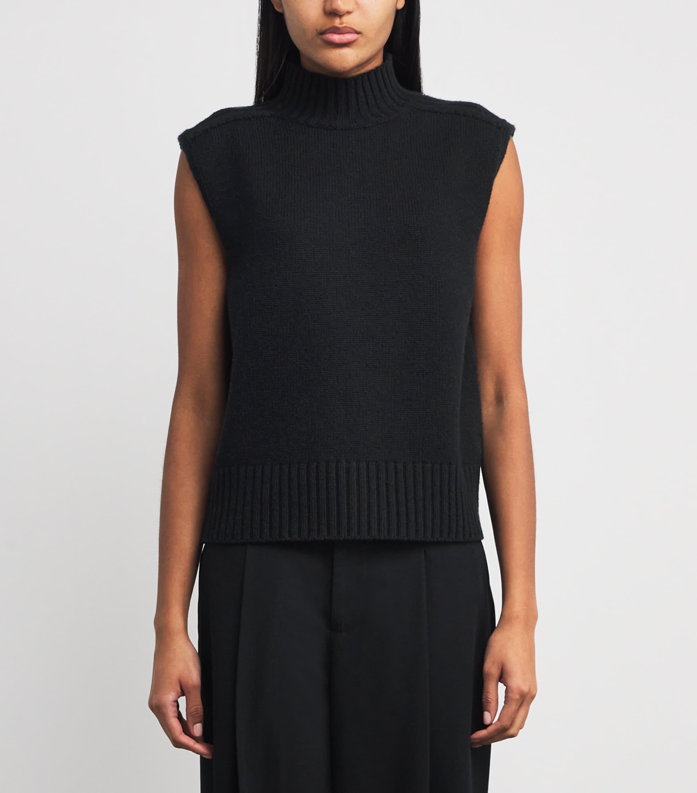 Cashmere Sleeveless Sweater BLACK Image 3