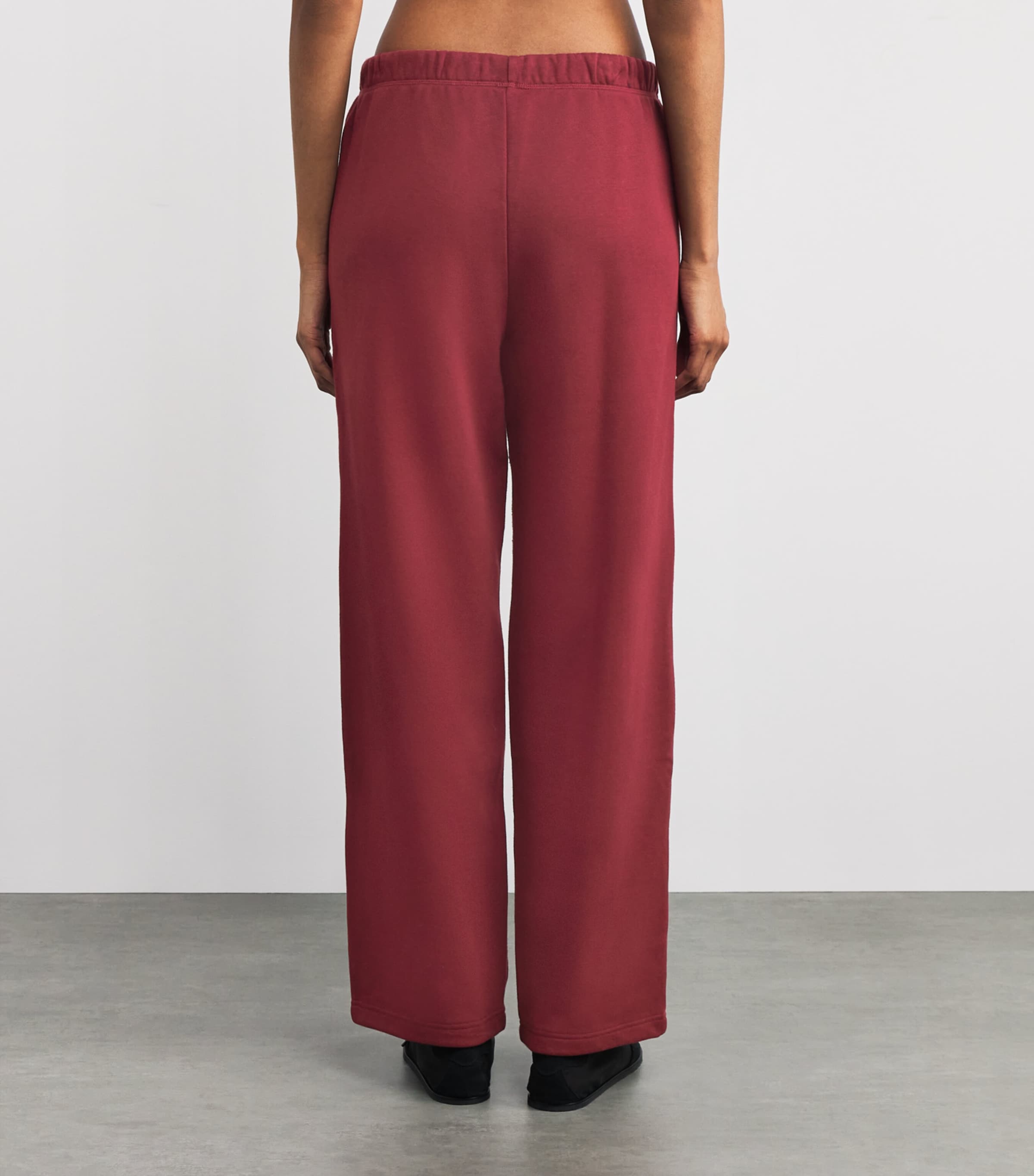 Cotton-Blend Fleece Straight Sweatpants MERLOT Image 4