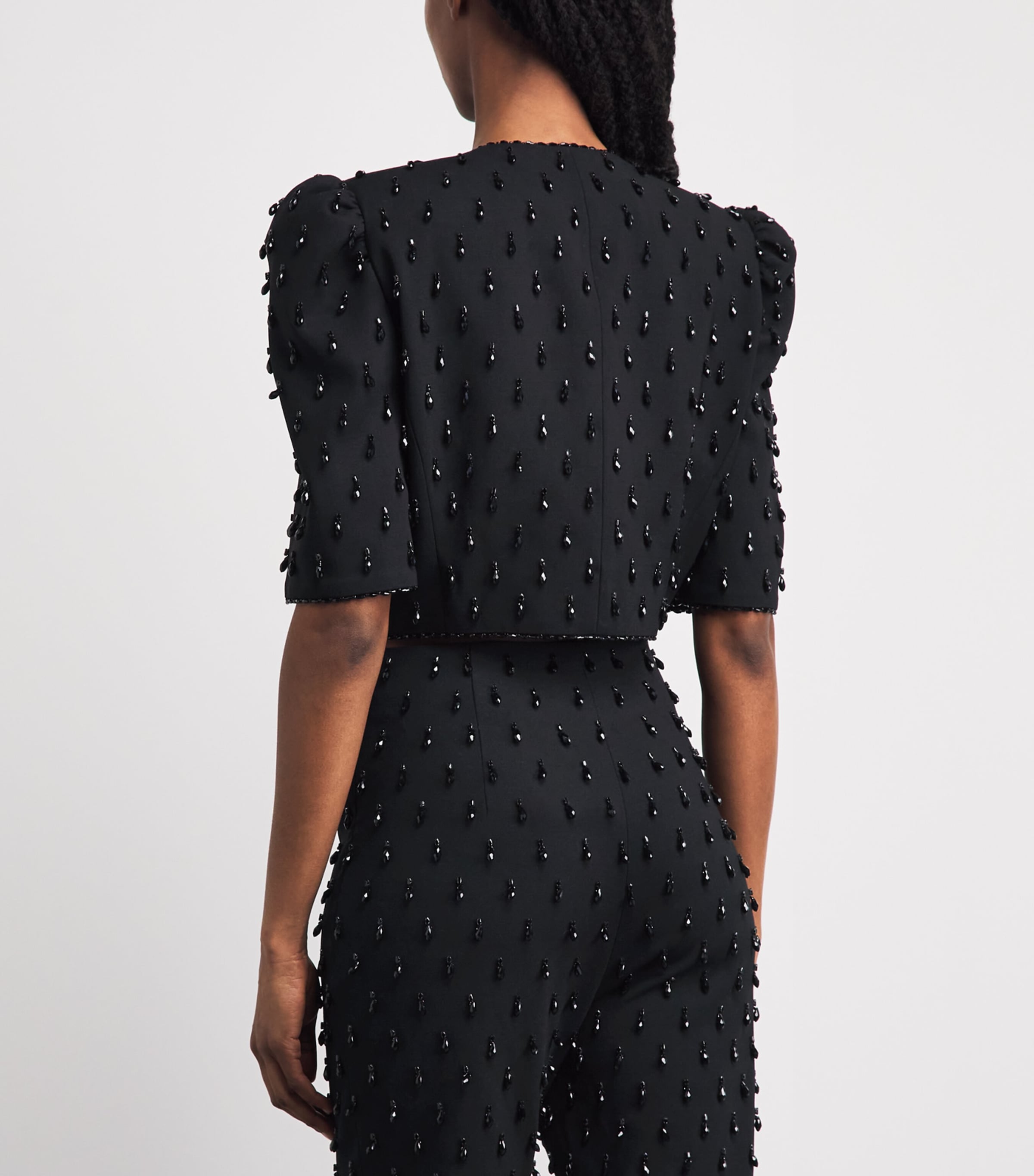 Carolina Herrera Womens Tassel-Embellished Cropped Jacket Black Image 5