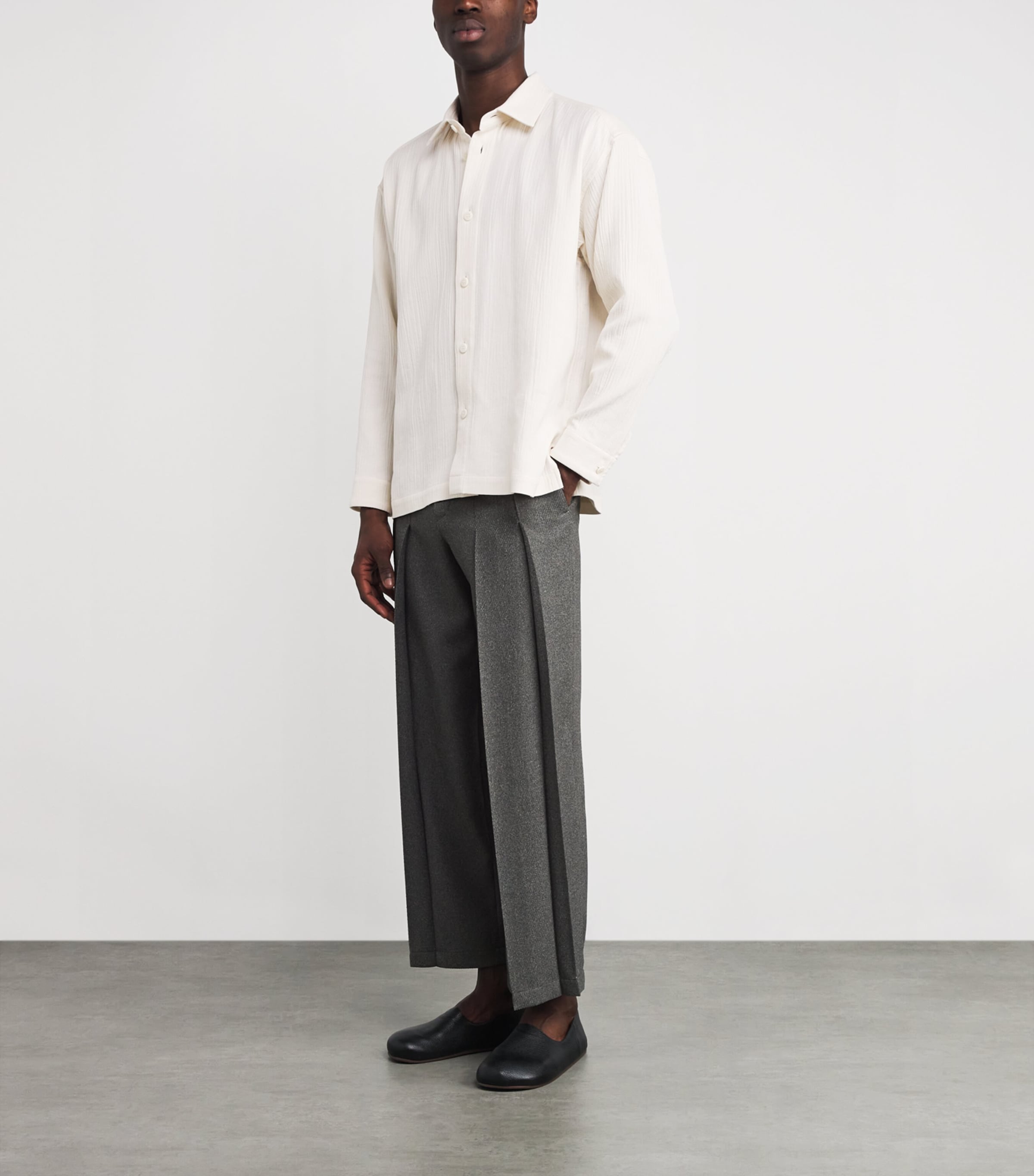 Double Weave Crepe Shirt 02-OFF-WHITE Image 2