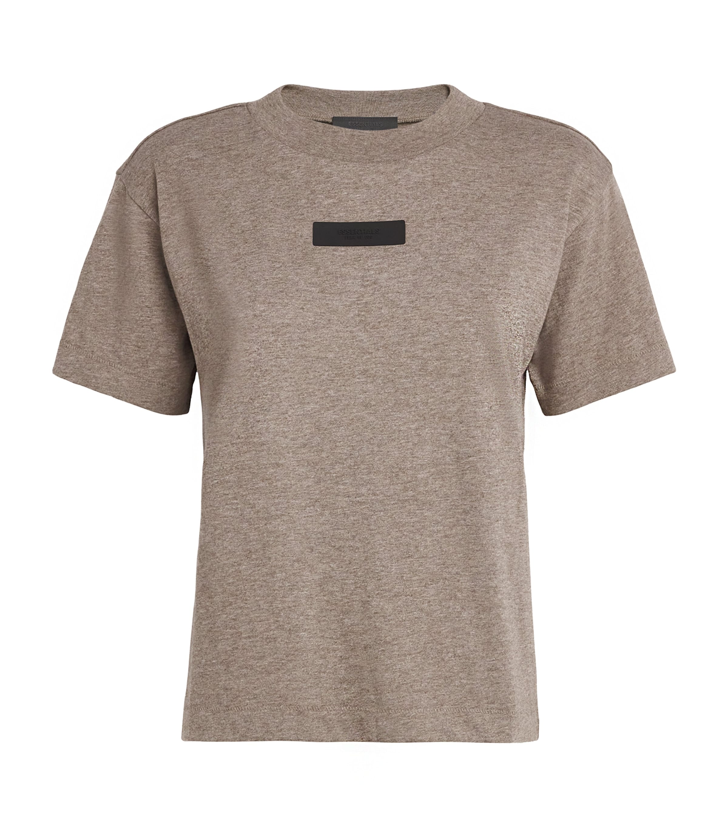 Shop Fear Of God Cotton-blend Logo Patch T-shirt In Grey