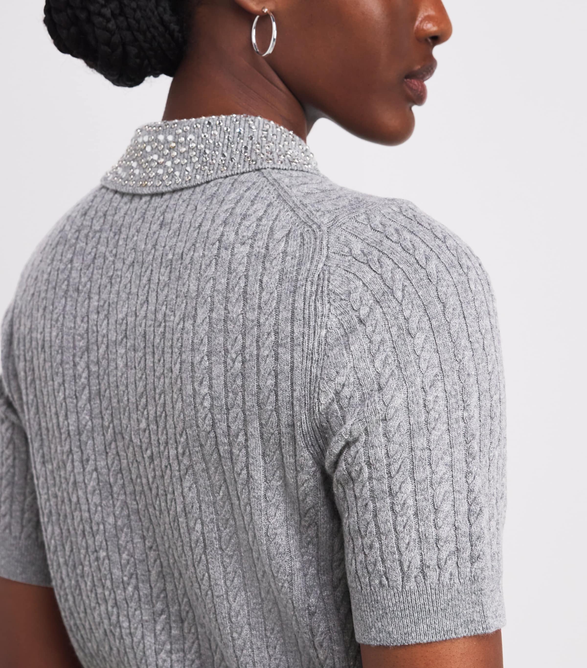 Wool Embellished Polo Shirt GREY Image 6