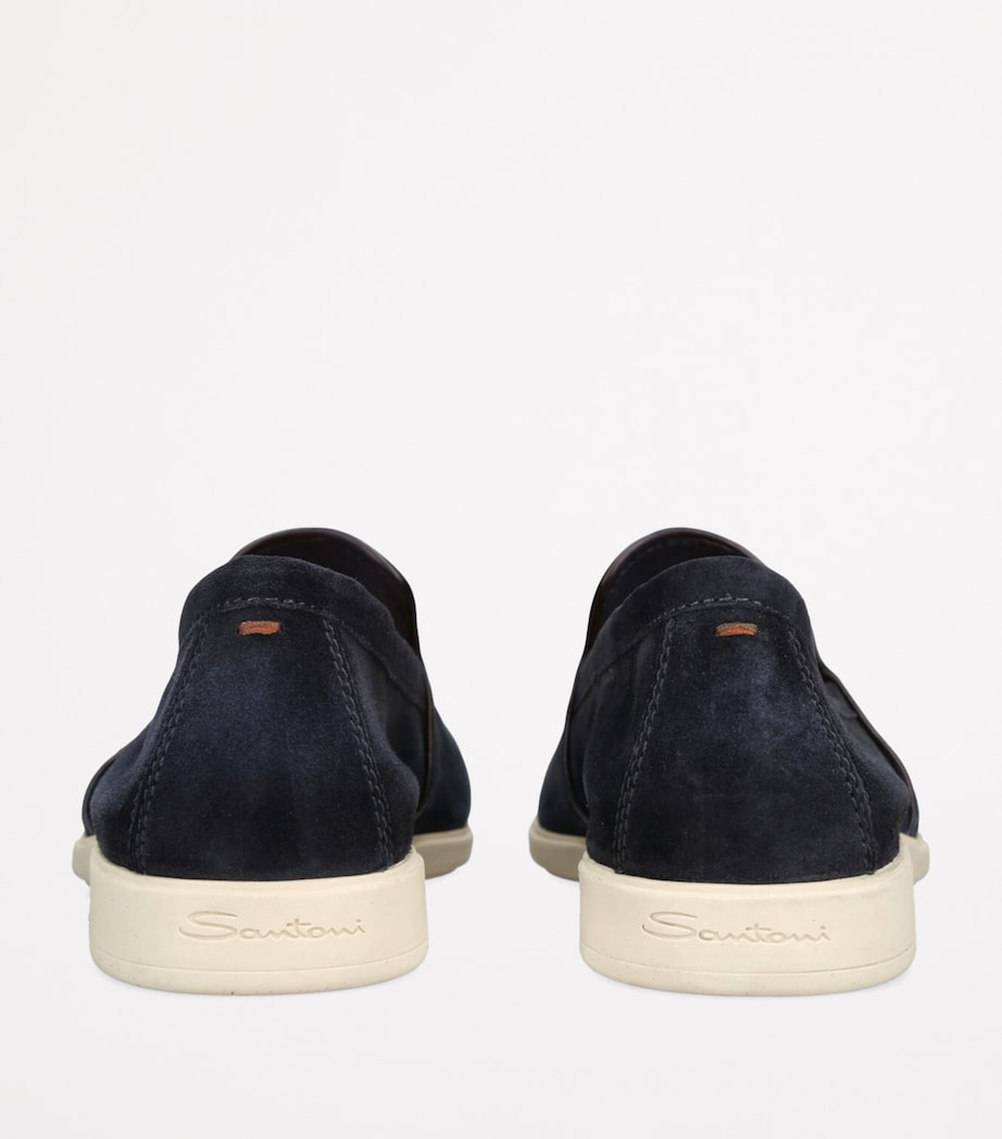 Santoni Suede Malibu Loafers Navy Image 2