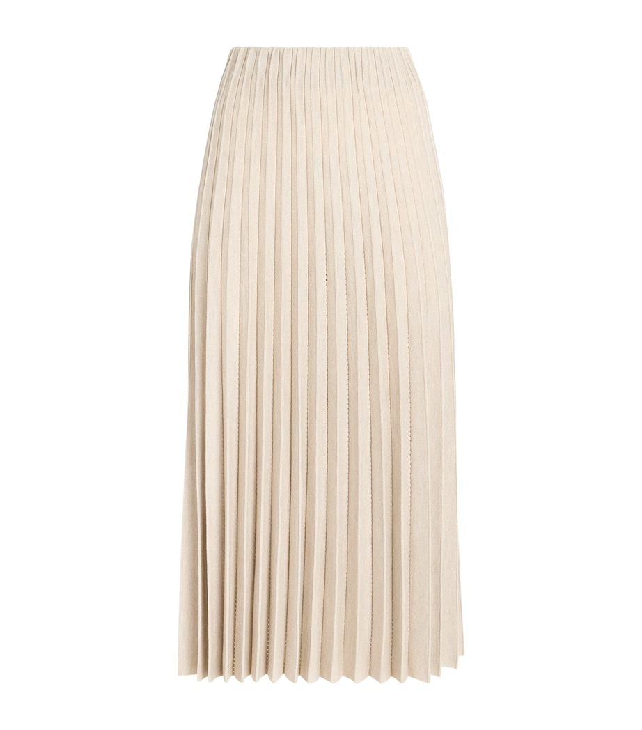 Agnona Womens Plissé Midi Skirt Beige Greige Image 1