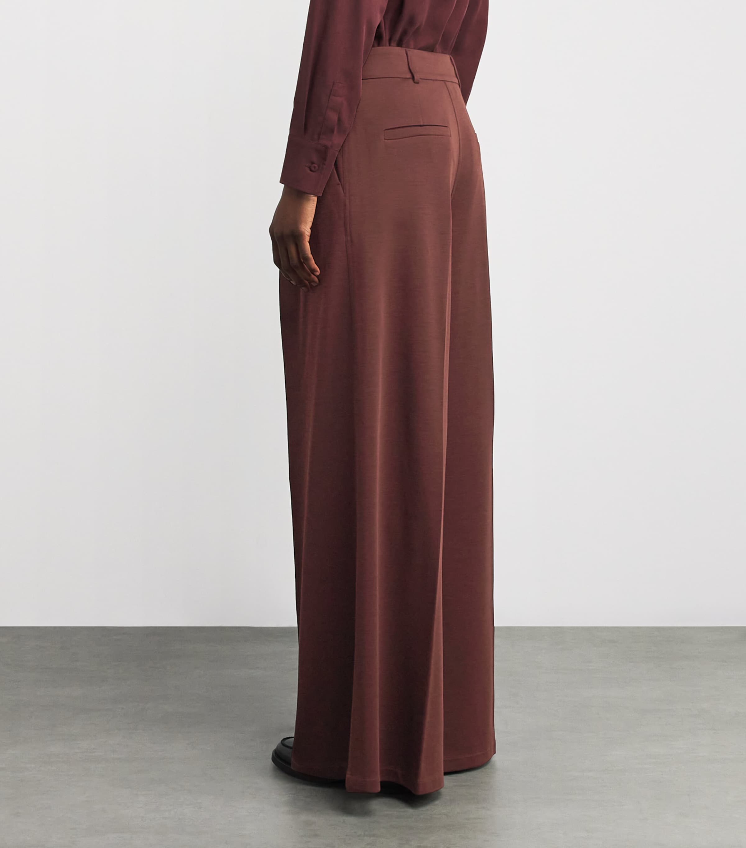 Wool Jersey Palazzo Trousers CHERRY Image 4