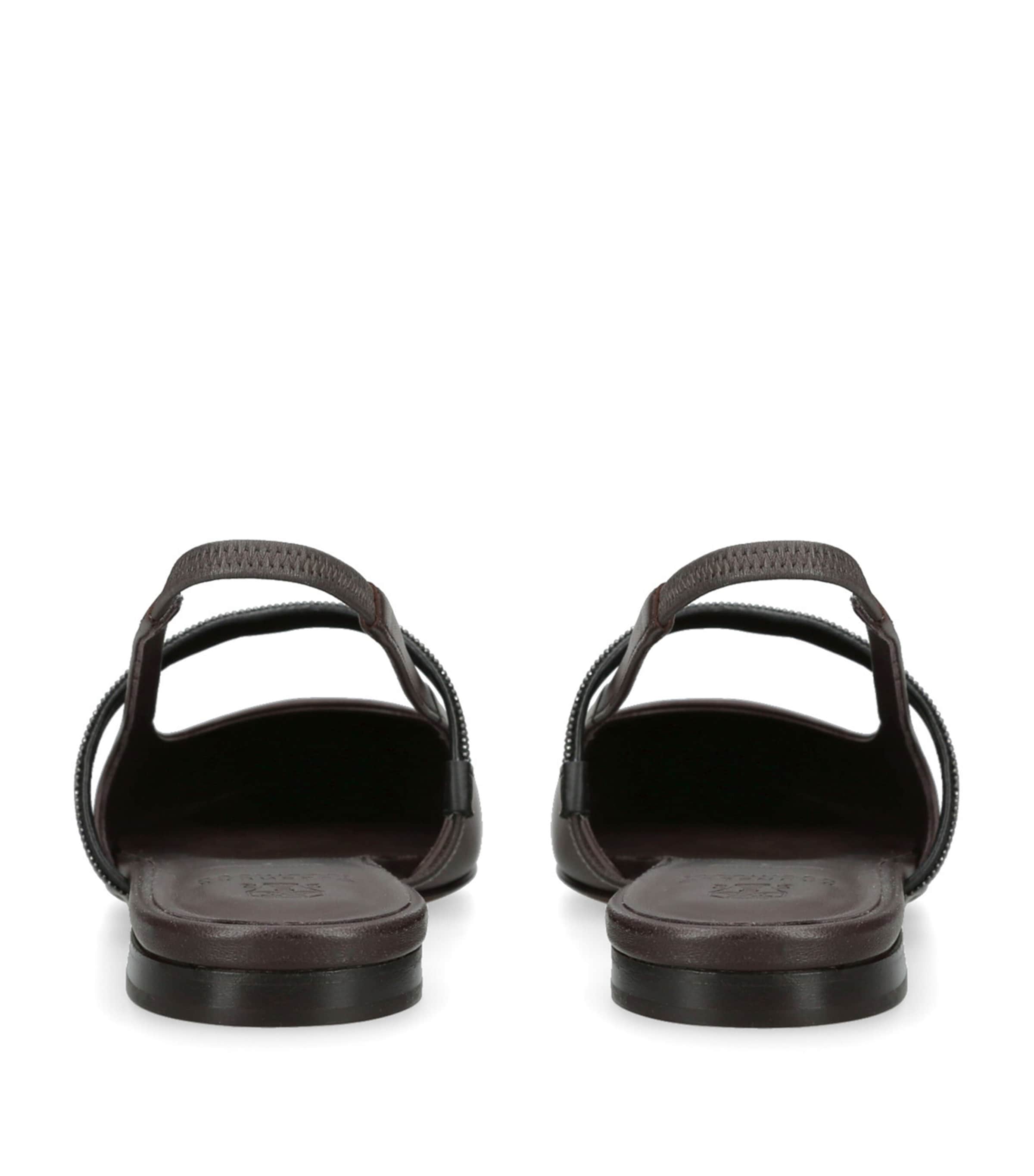 Brunello Cucinelli Suede SlingBack Flats Dark Brown Image 2