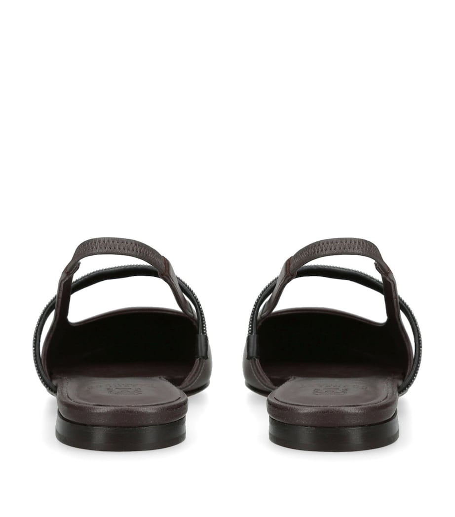 Brunello Cucinelli Suede SlingBack Flats Dark Brown Image 2