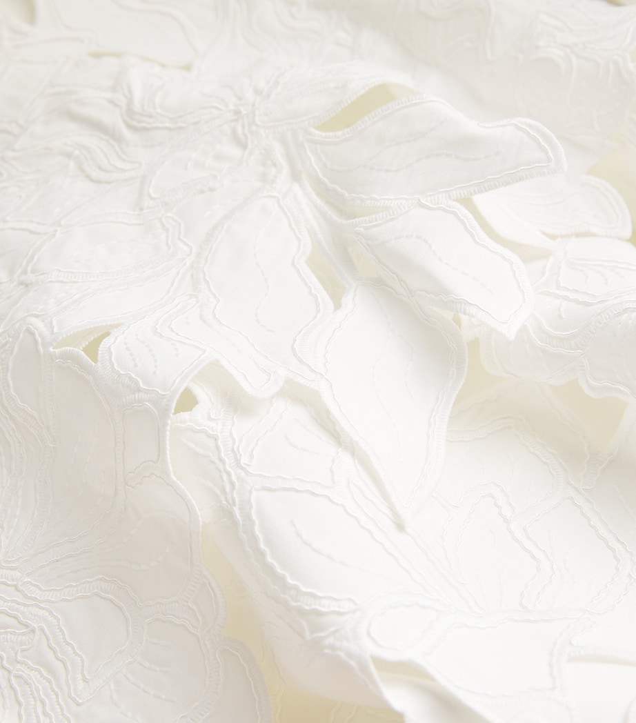 Embroidered Floral Strapless Midi Dress WHITE Image 5