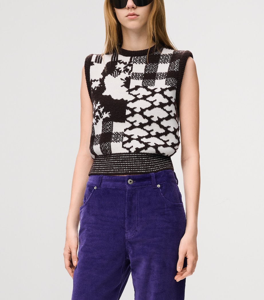 LOEWE Womens x Cosima Von Bonin Wool-Blend Jacquard Sweater Vest Ecru/brown Image 3