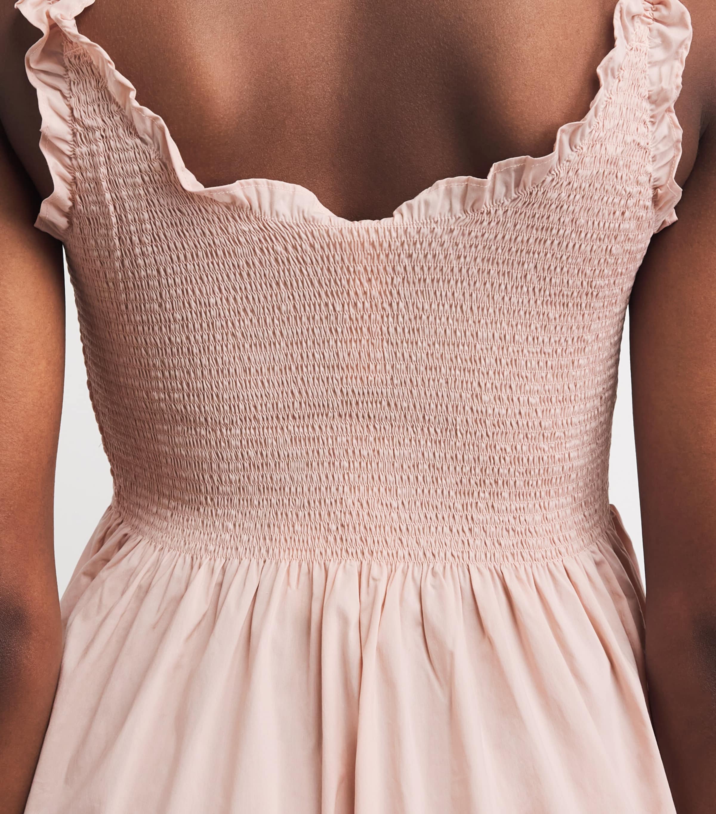 Skims Womens Cotton-Blend Smocked Mini Dress Dusty Pink Image 5