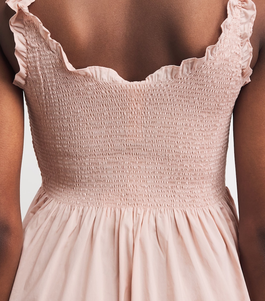 Skims Womens Cotton-Blend Smocked Mini Dress Dusty Pink Image 5