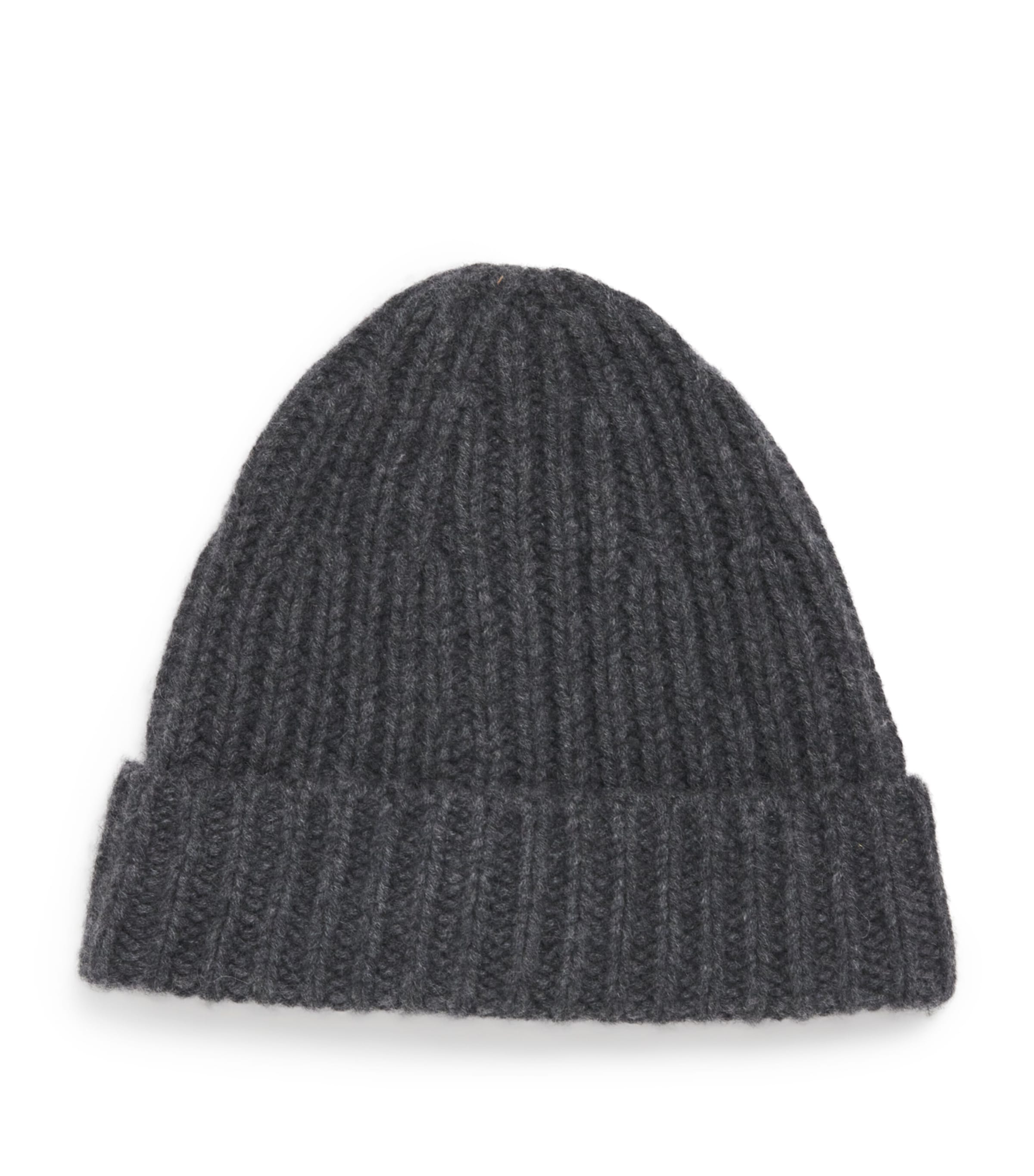 Yves Salomon Cashmere Ribbed Beanie In Gray