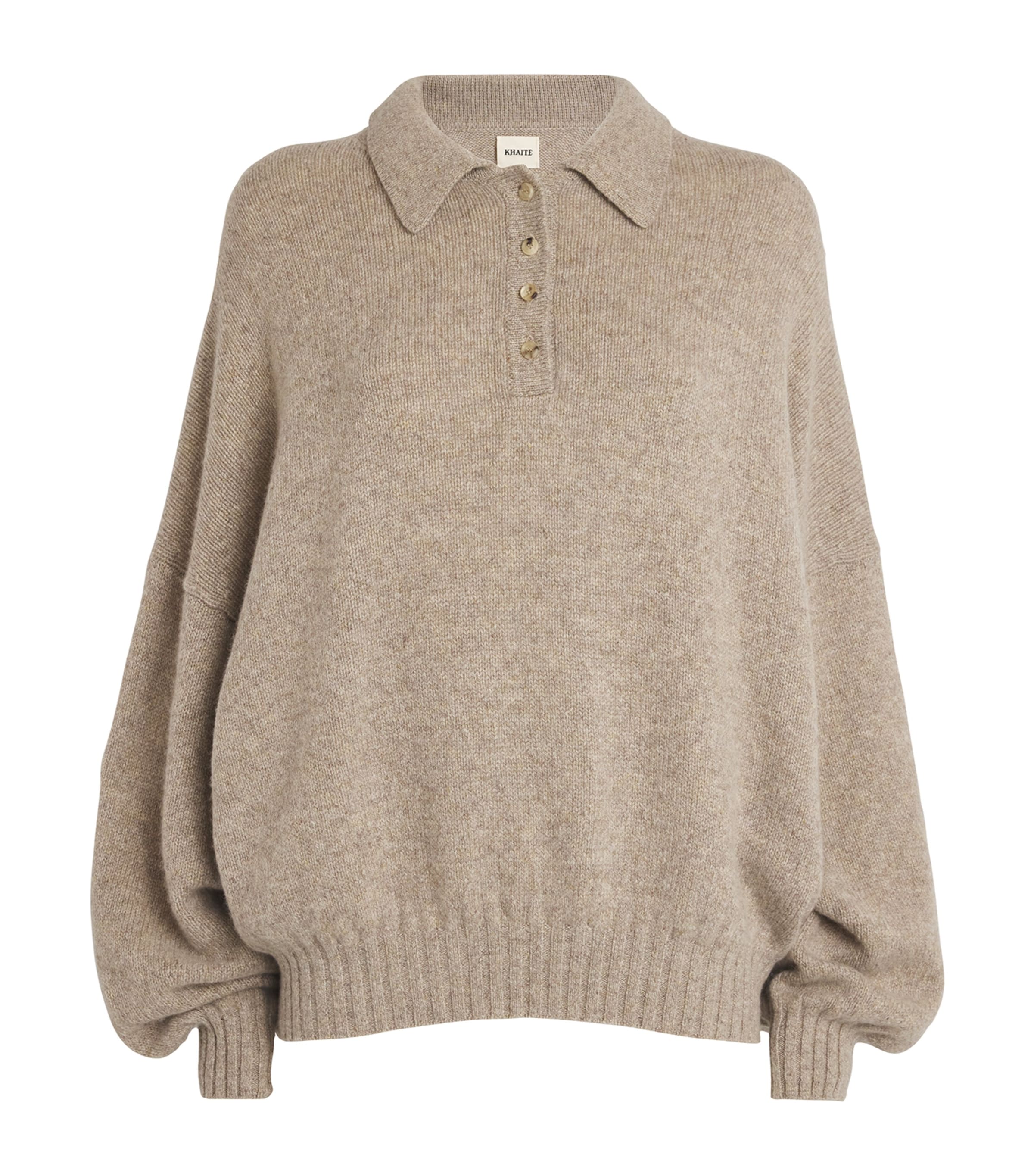 Shop Khaite Cashmere Rene Polo Sweater In Pink