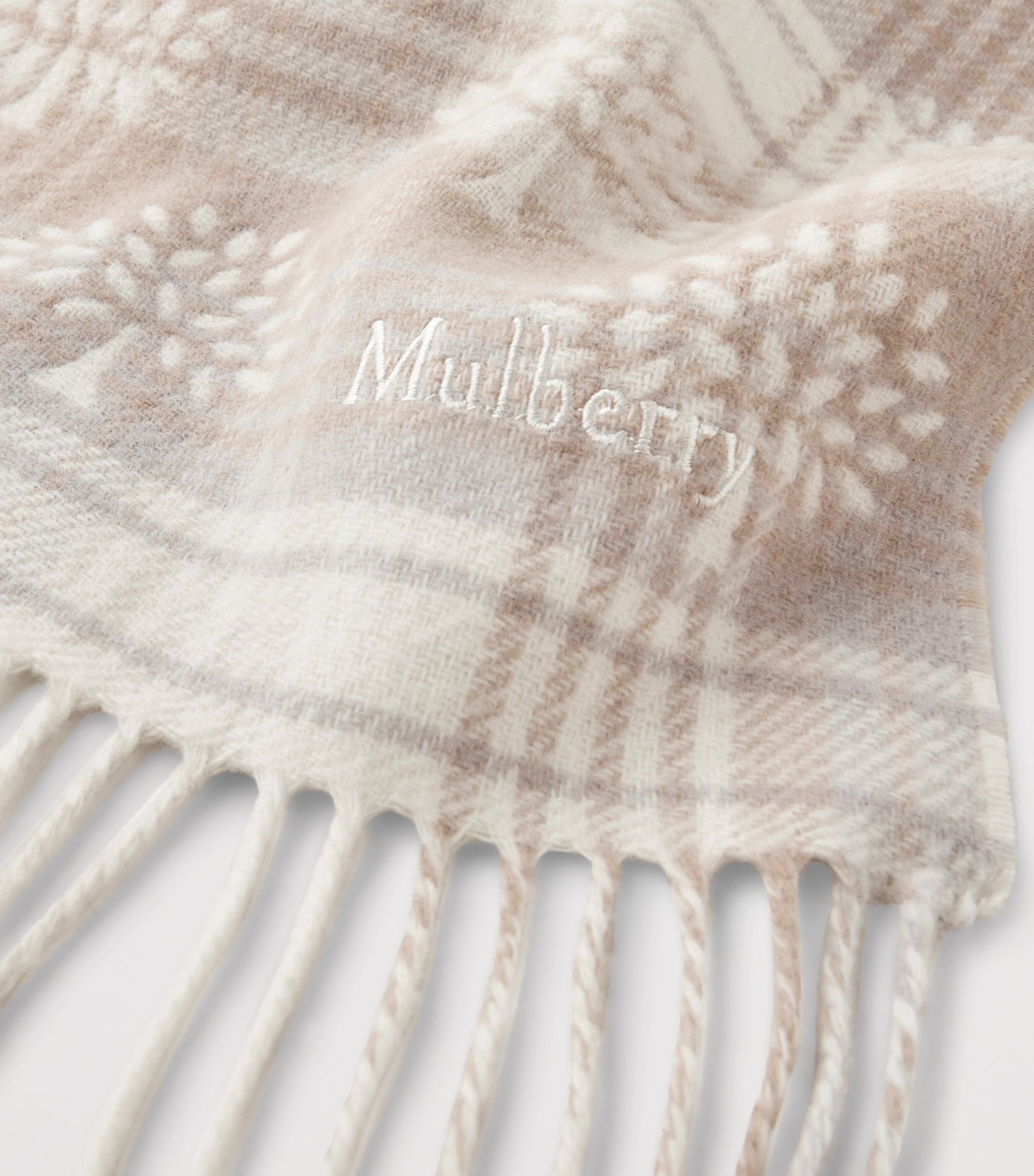 Mulberry Small Merino Check Tree Scarf Maple Image 4