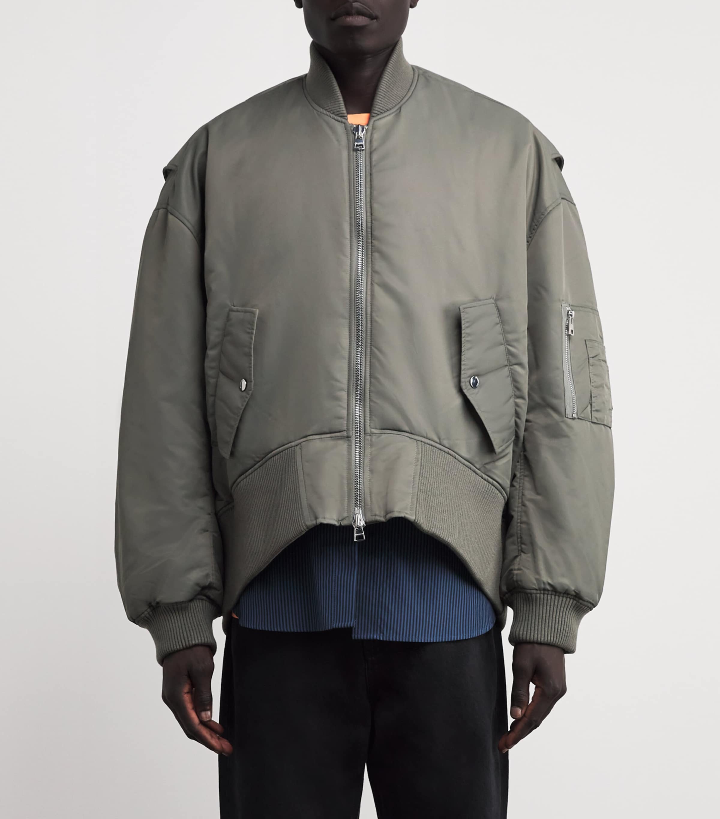 JW Anderson Mens Oversized Bomber Jacket Steel Image 3