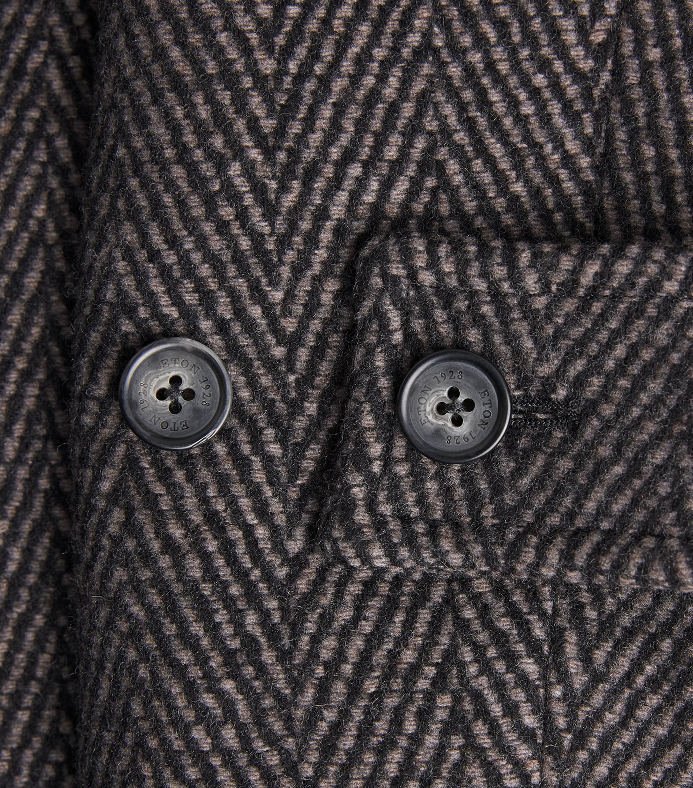 Eton Mens Wool Herringbone Raglan Coat Dark Brown Image 6
