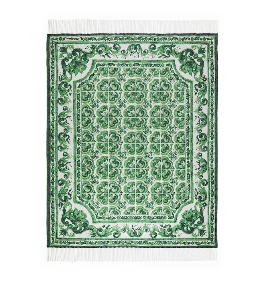 Cashmere Verde Maiolica Fringe Throw (140cm x 180cm) UV001-VERDE MAIOLICA Image 1