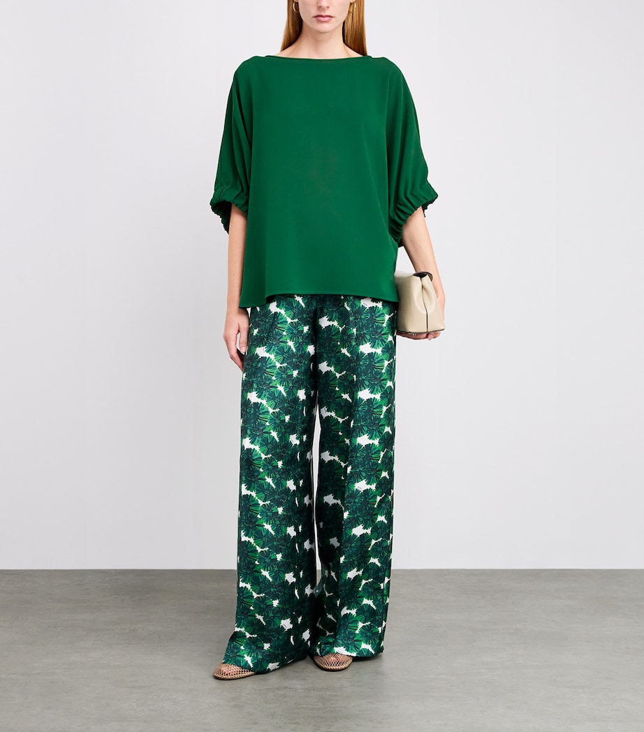 Crepe Boat-Neck Blouse EMERALD Image 2