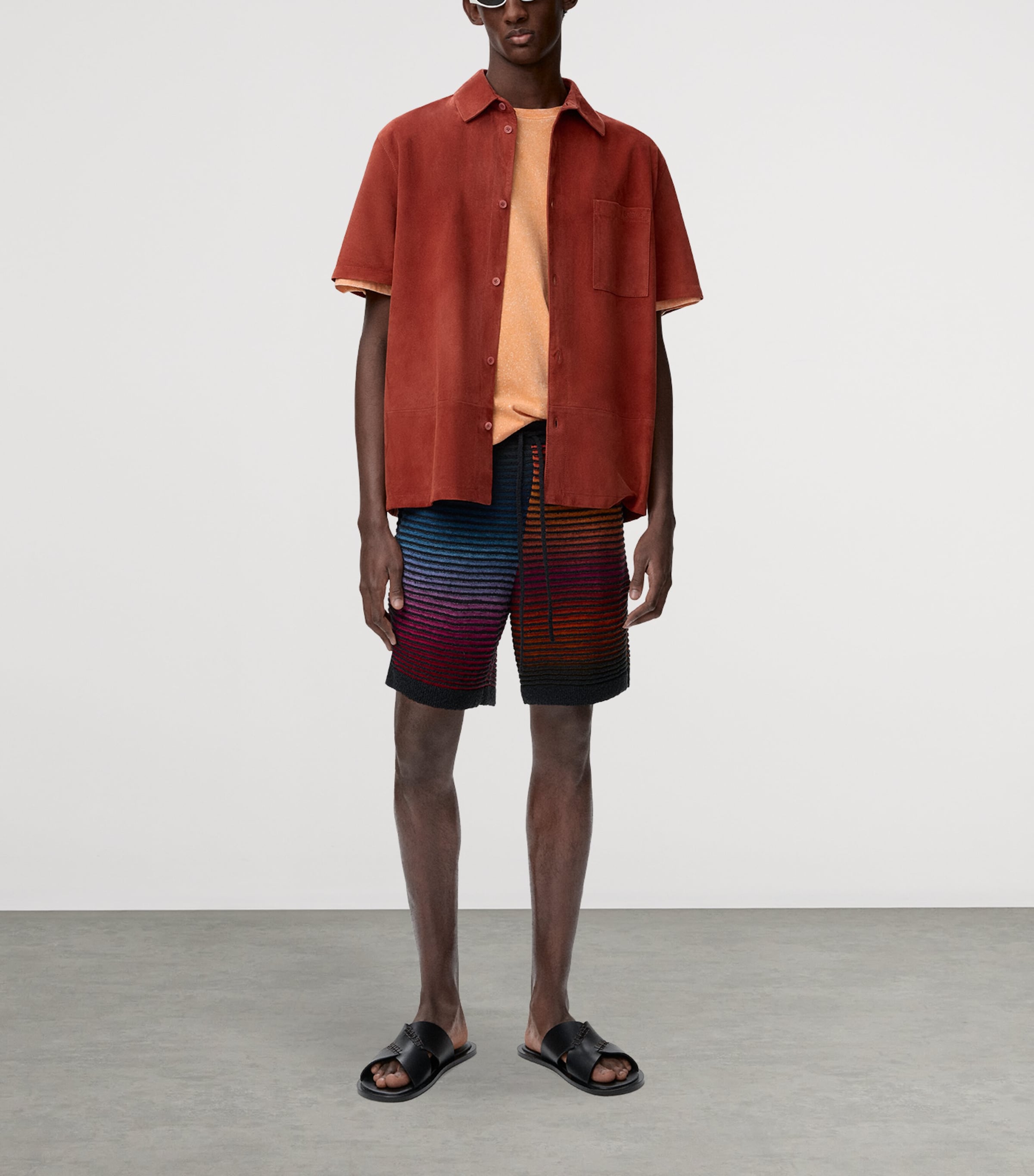 LOEWE Mens x Paula’s Ibiza Suede Anagram Shirt Dark Orange Image 2