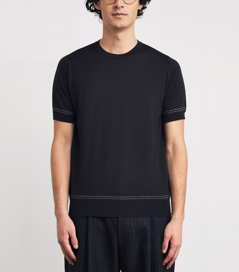 Wool-Cotton Tipped Ossian T-Shirt NAVY/CHALK Image 3