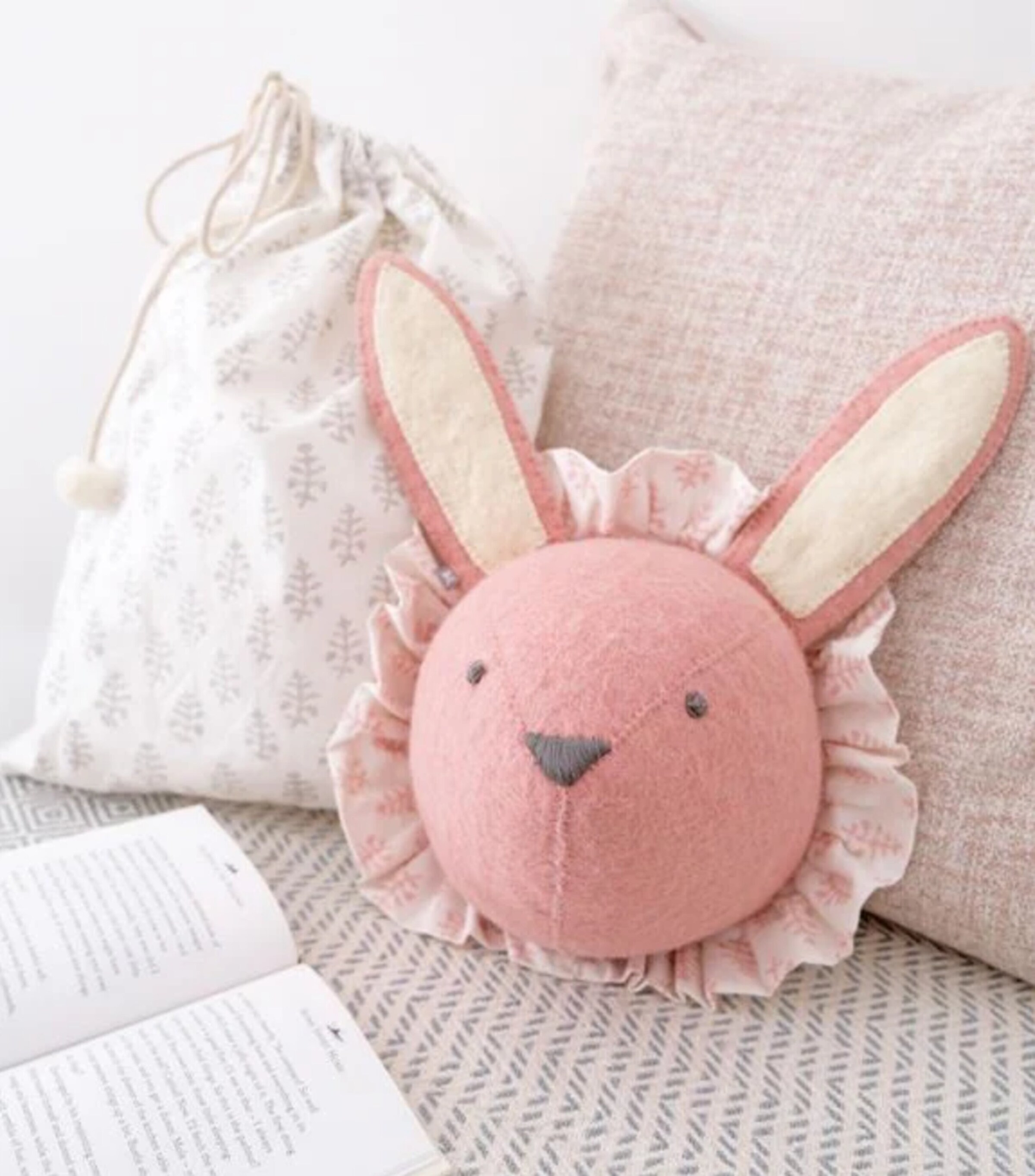 Mini Organic Wool Baby Rabbit Decoration (36cm) PINK Image 2