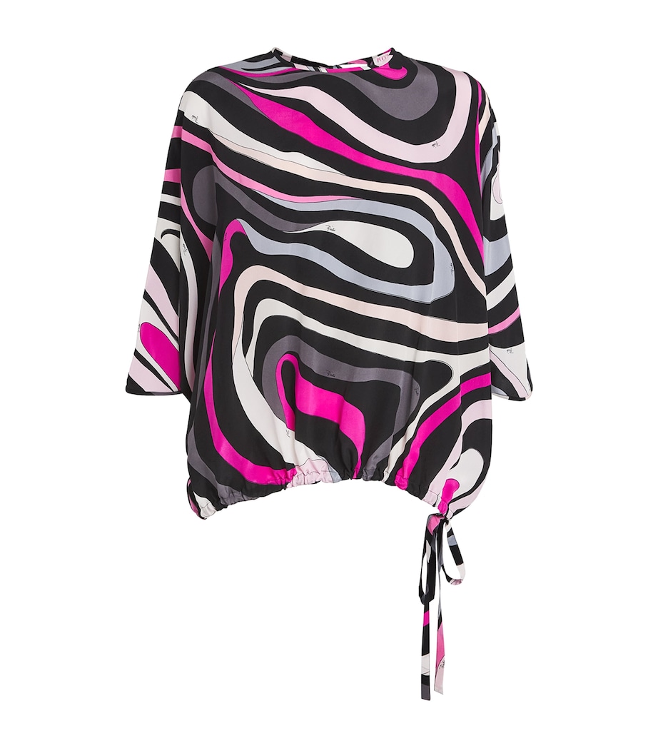 PUCCI Womens Silk Marmo Print Blouse Nero/fuxia Image 1
