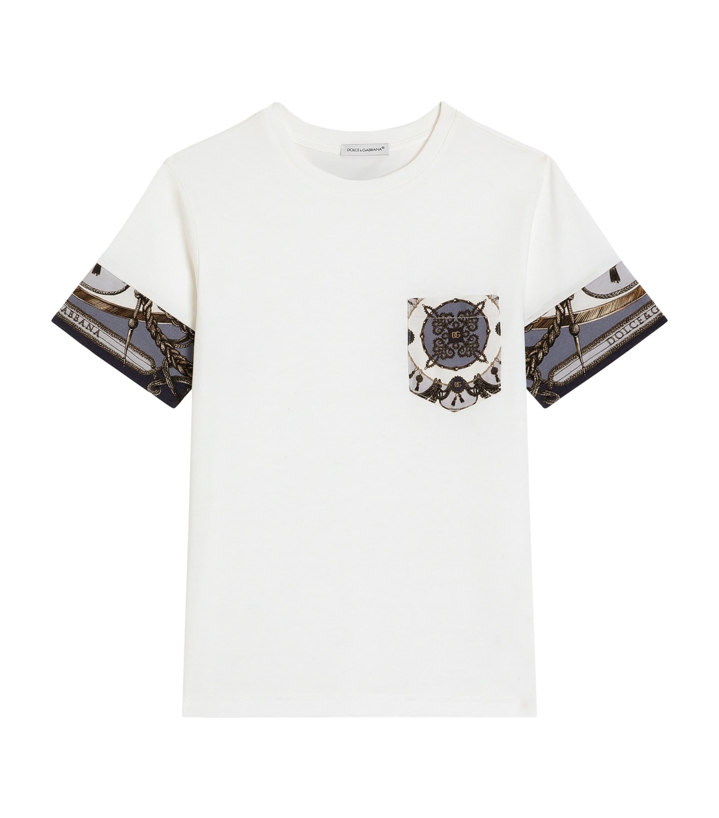Dolce&Gabbana Kids Cotton Printed Pocket T-Shirt (8-12+ Years) Corde/nappe F. Image 1
