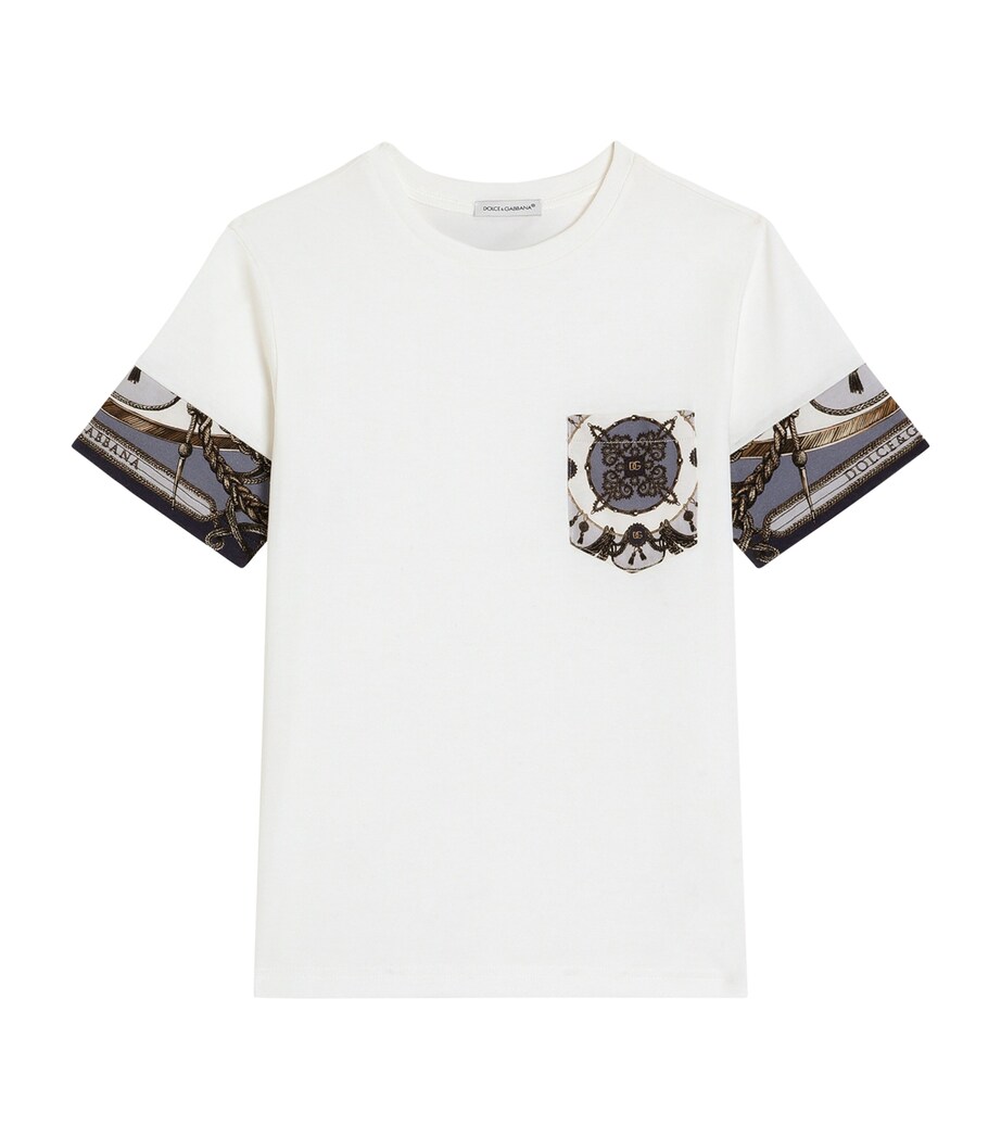 Dolce&Gabbana Kids Cotton Printed Pocket T-Shirt (8-12+ Years) Corde/nappe F. Image 1