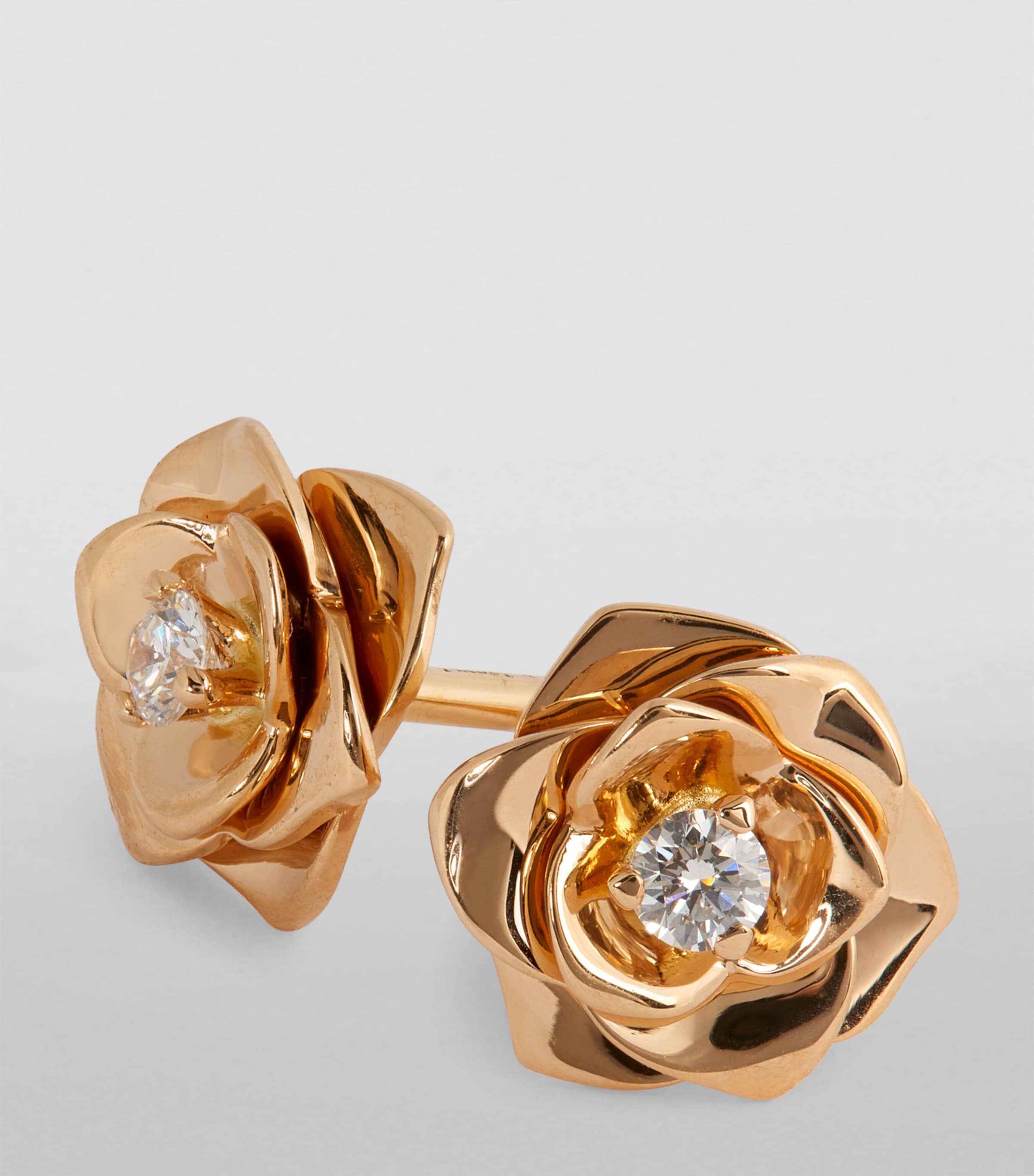 Rose Gold and Diamond Rose Earrings GOLD Image 6