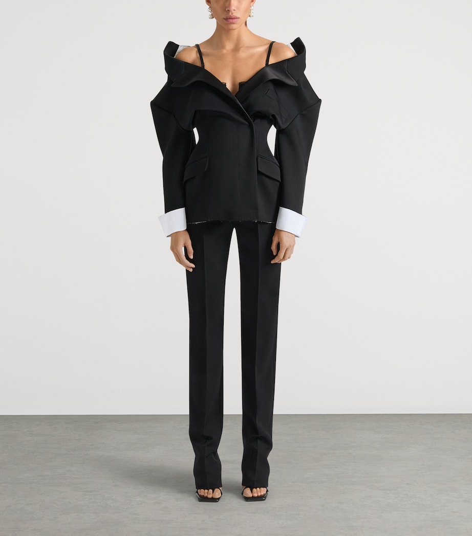 Givenchy Womens Wool Deconstructed Blazer Black Image 2